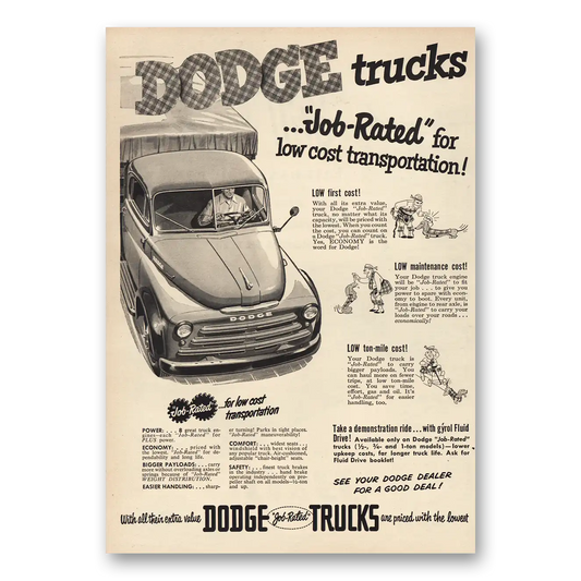 1950 Dodge Trucks Job Rated Vintage Magazine Print Ad