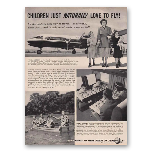 1950 Douglas Children Just Naturally Love to Fly Vintage Magazine Print Ad