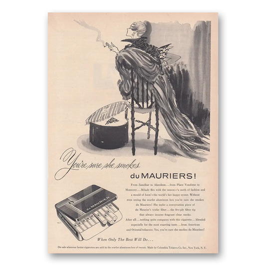 1950 Du Maurier Cigarettes From Zanzibar to Aberdeen Vintage Magazine Print Ad