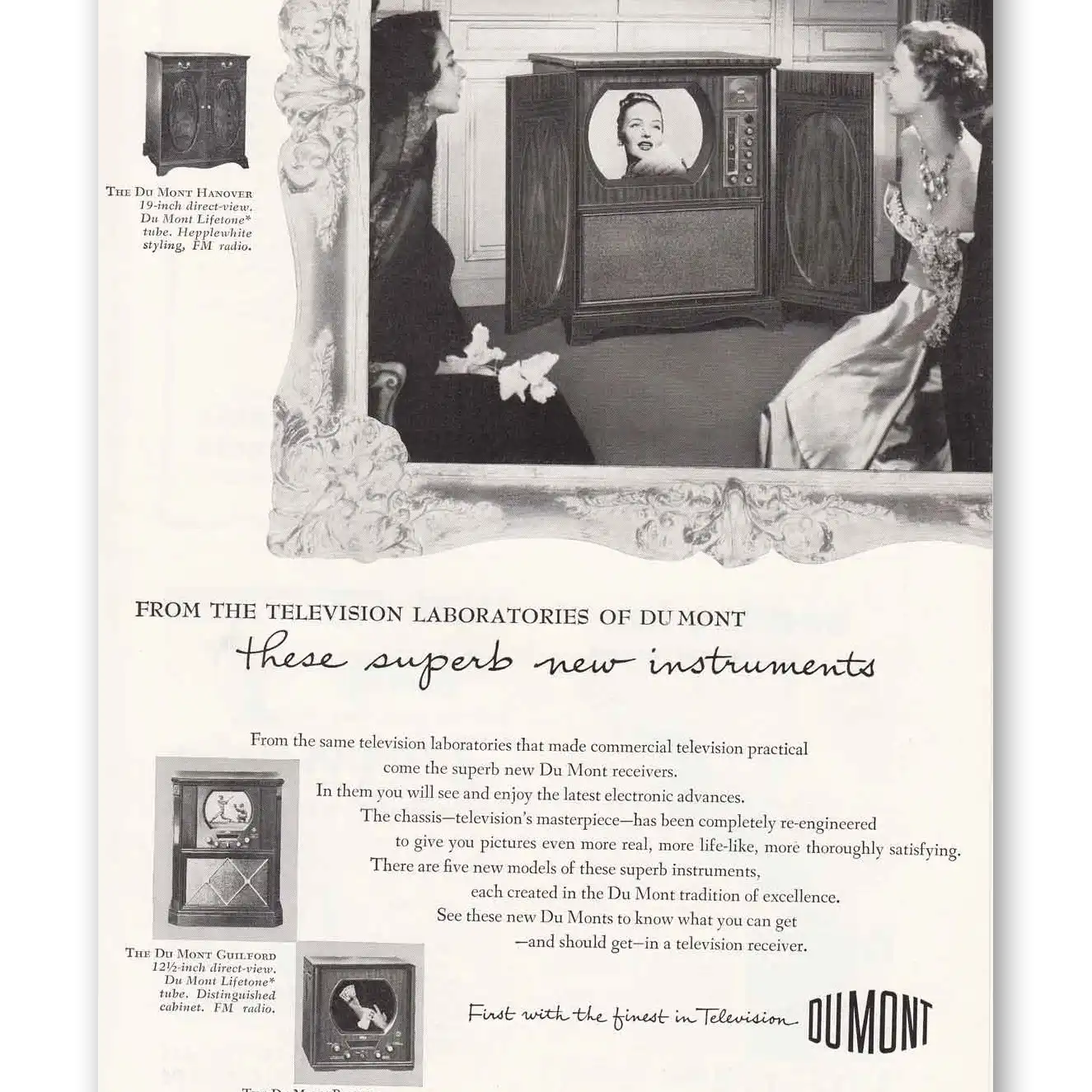 1950 DuMont Television New Instruments Vintage Magazine Print Ad