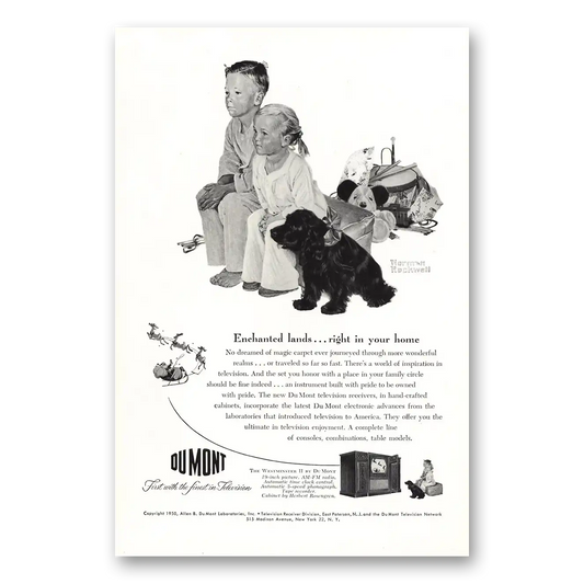 1950 DuMont Television Enchanted Lands Rockwell Vintage Magazine Print Ad