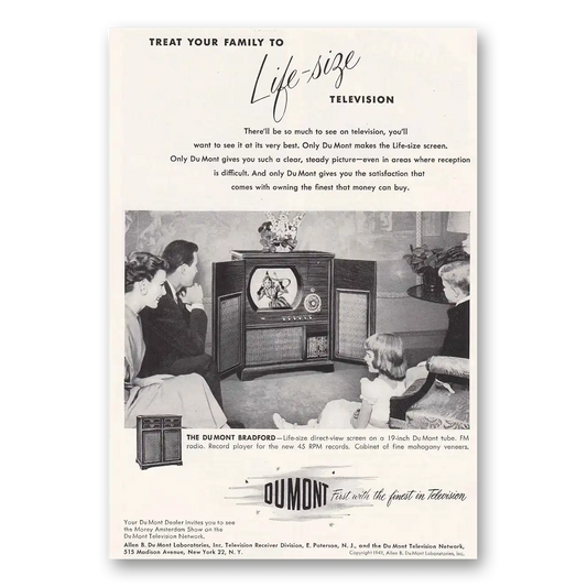 1950 DuMont Television Treat Your Family Vintage Magazine Print Ad