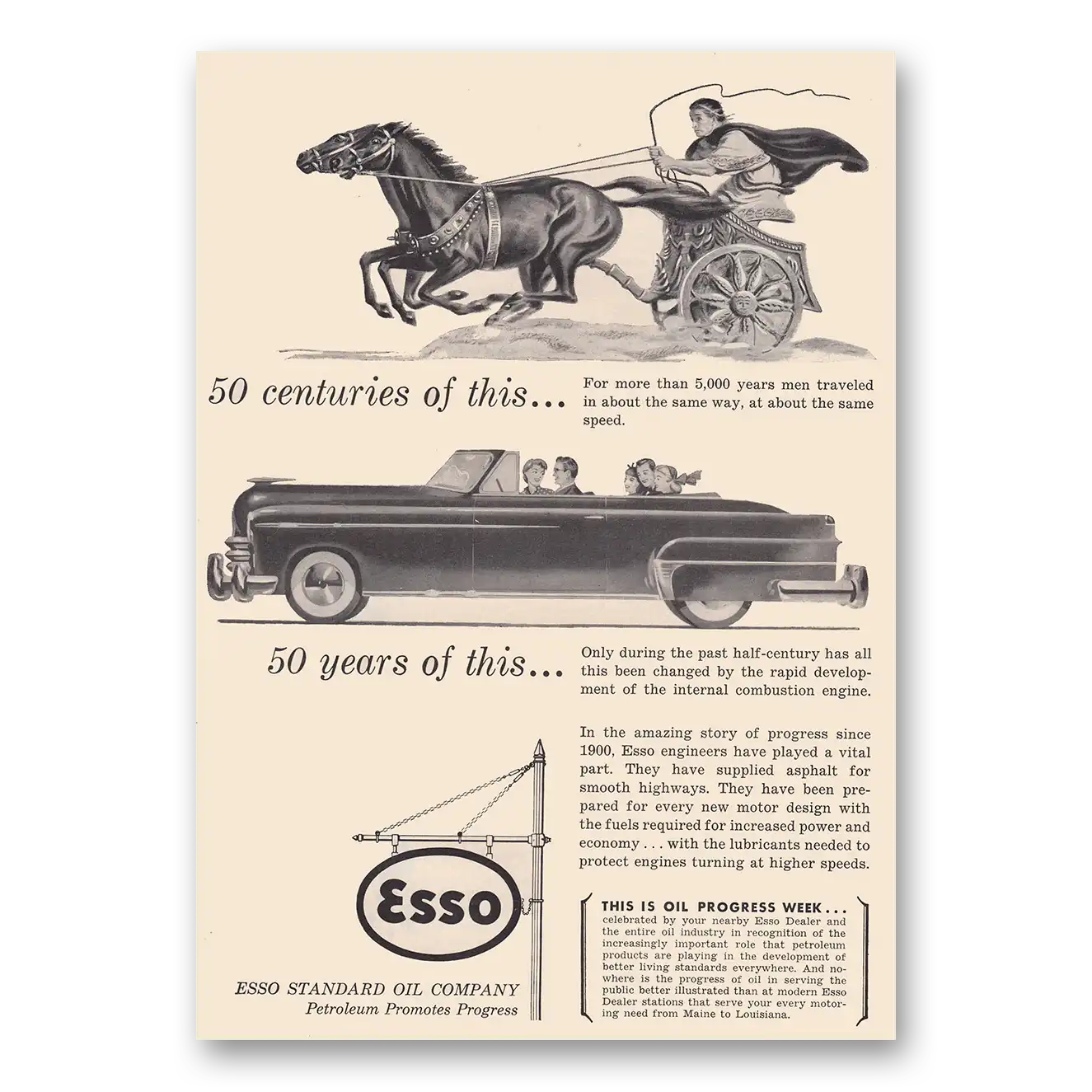 1950 Esso Centuries of This 50 Years of This Vintage Magazine Print Ad