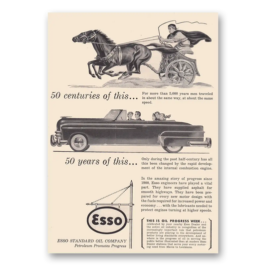 1950 Esso Centuries of This 50 Years of This Vintage Magazine Print Ad