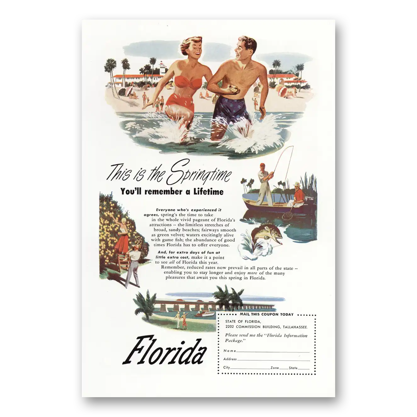 1950 Florida This is the Springtime Vintage Magazine Print Ad