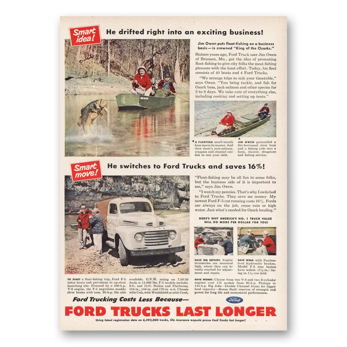 1950 Ford Trucks Drifted Right Into Exciting Business Vintage Magazine Print Ad