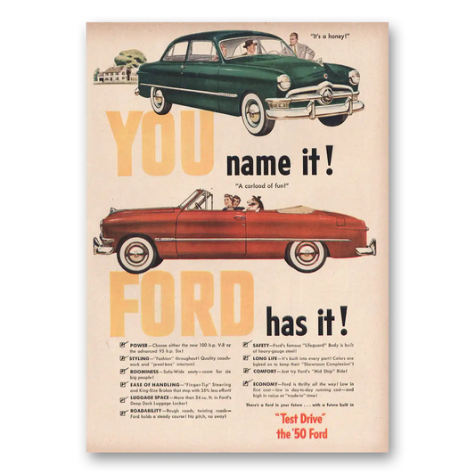 1950 Ford You Name It Ford Has It Vintage Magazine Print Ad