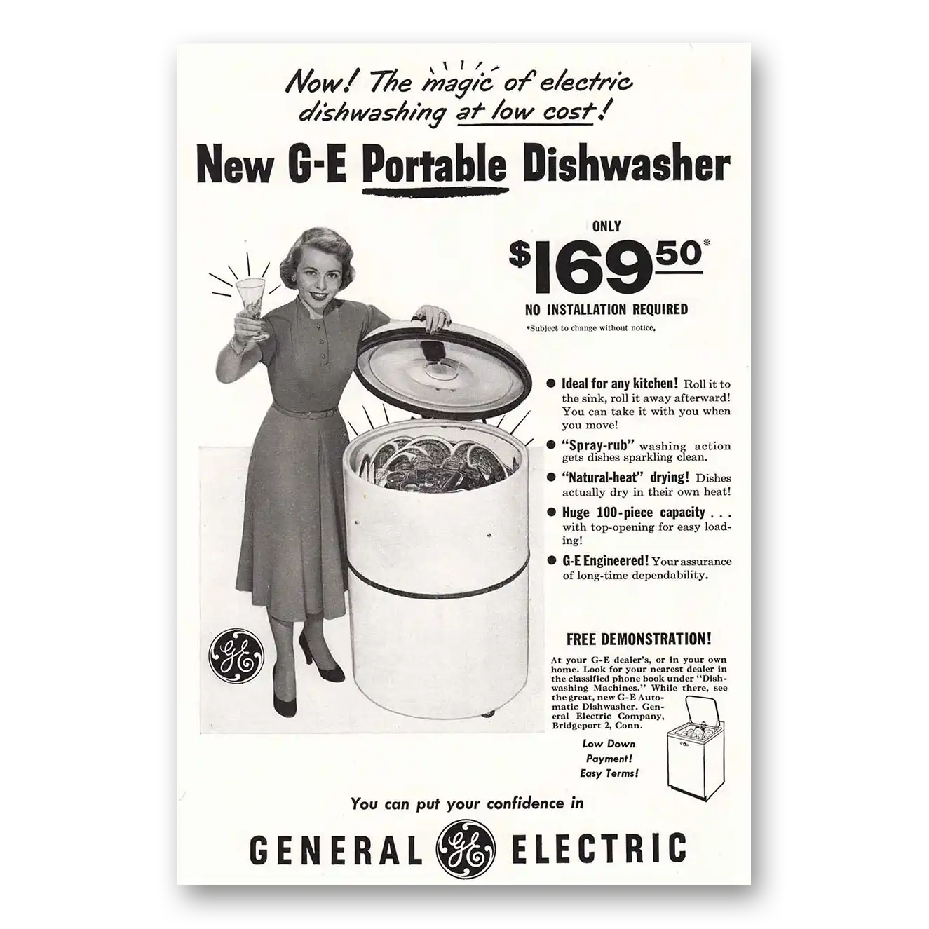 1950 General Electric Dishwasher Magic of Electric Dishwasher Vintage Magazine Print Ad