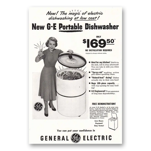 1950 General Electric Dishwasher Magic of Electric Dishwasher Vintage Magazine Print Ad