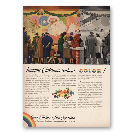 1950 General Aniline & Film Imagine Christmas Without Color Vintage Magazine Print Ad