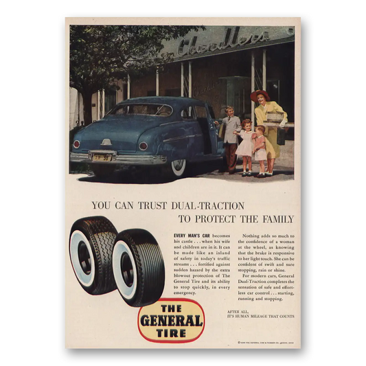 1950 General Tire Dual Traction to Protect Family Vintage Magazine Print Ad