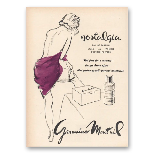 1950 Germaine Monteil Cosmetics Nostalgia Eau de Parfum Vintage Magazine Print Ad