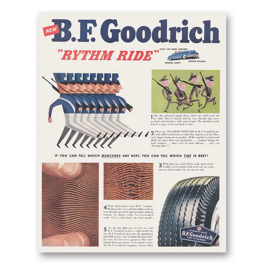 1950 Goodrich Tires Rhythm Ride Tell Which Marchers Vintage Magazine Print Ad