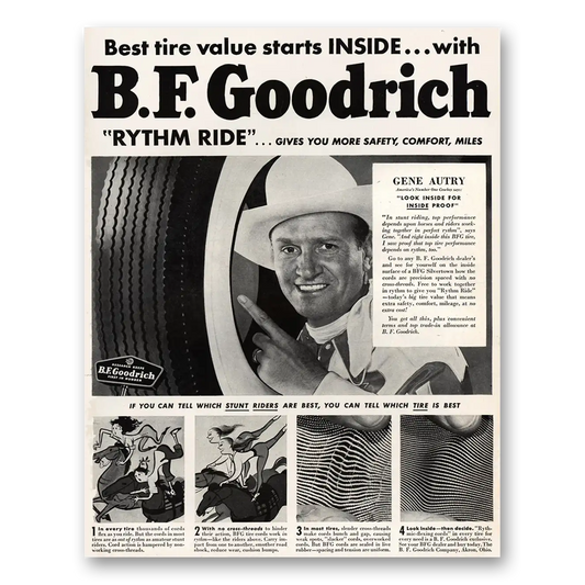 1950 Goodrich Tires Gene Autry Rhythm Ride Vintage Magazine Print Ad