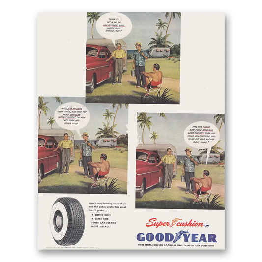 1950 Goodyear Tires Low Pressure Tires Vintage Magazine Print Ad