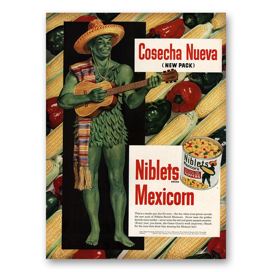 1950 Green Giant Mexicorn Cosecha Nueva Vintage Magazine Print Ad