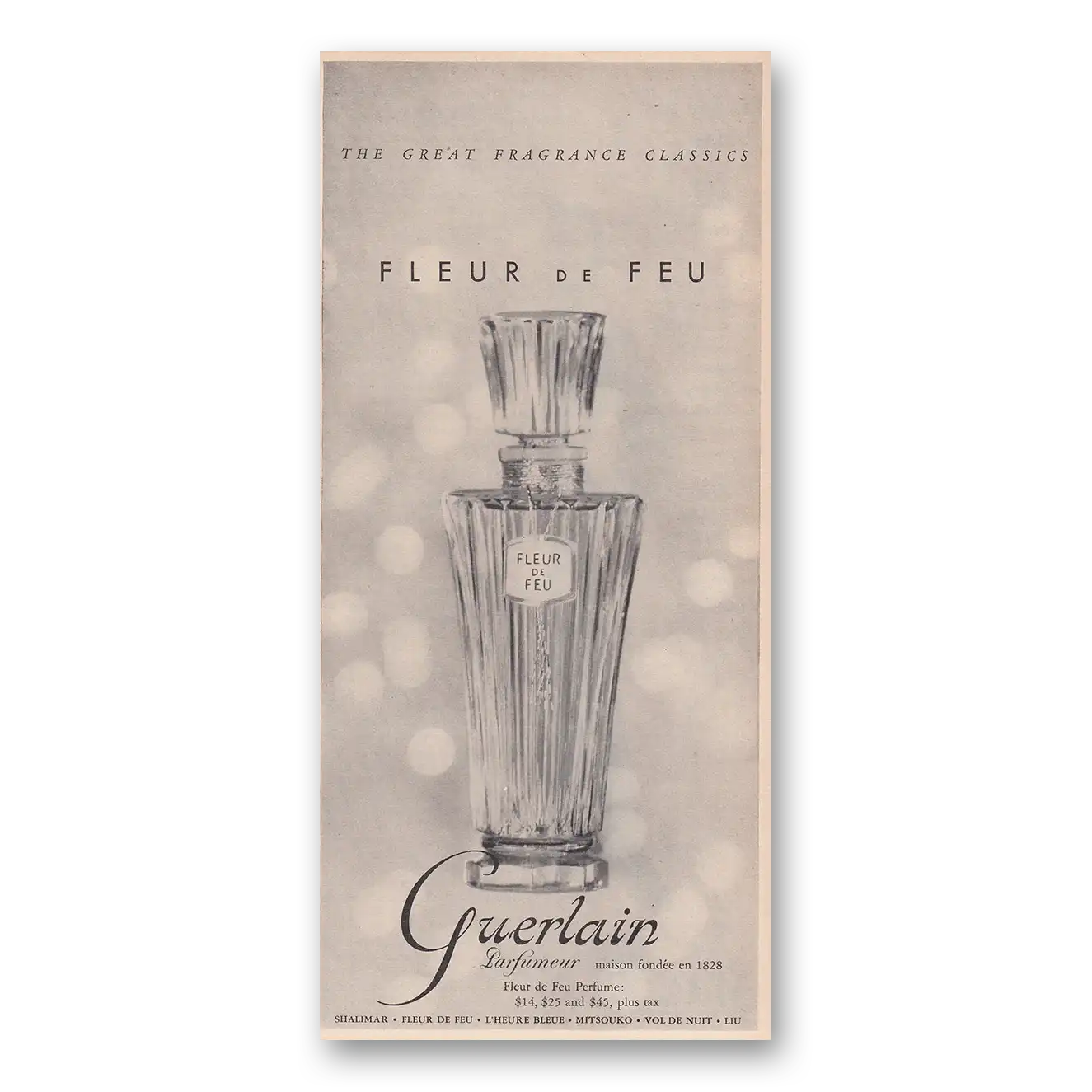 1950 Fleur de Feu Perfume Great Fragrance Classics Vintage Magazine Print Ad