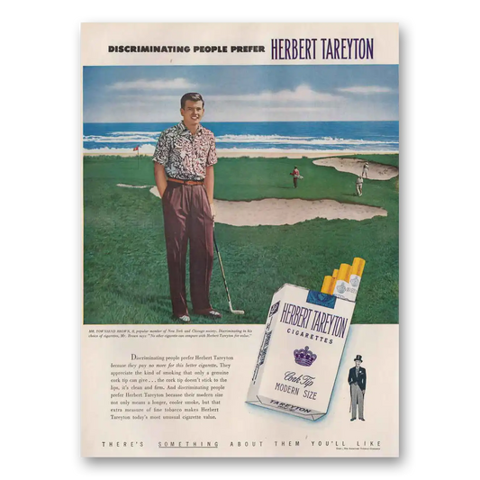 1950 Herbert Tareyton Cigarettes Townsend Brown Golf Vintage Magazine Print Ad