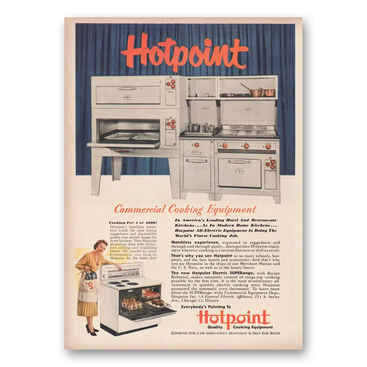 1950 Hotpoint Electric Range Commercial Cooking Equipment Vintage Magazine Print Ad