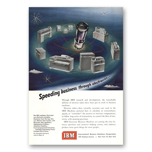 1950 IBM Computers Speeding Business Through Electronics Vintage Magazine Print Ad