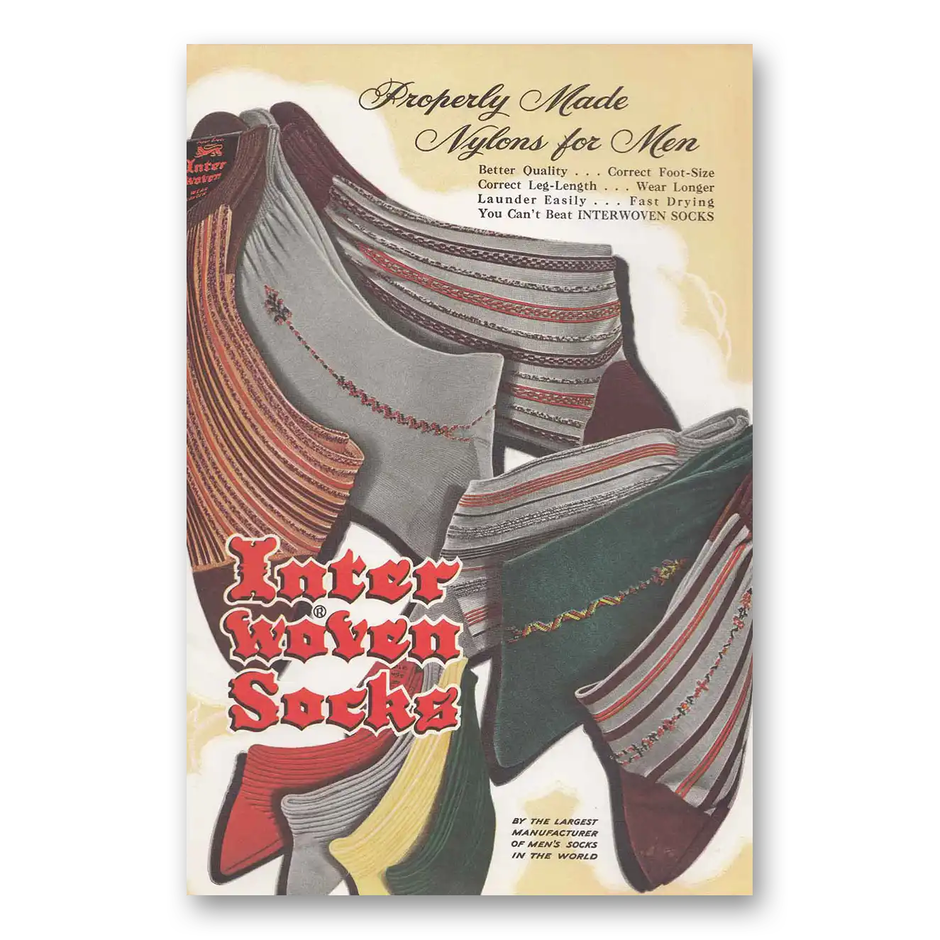 1950 Interwoven Socks Properly Made Nylons Vintage Magazine Print Ad