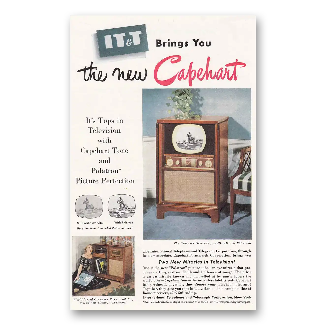 1950 Capehart Television Capeheart Tone Vintage Magazine Print Ad