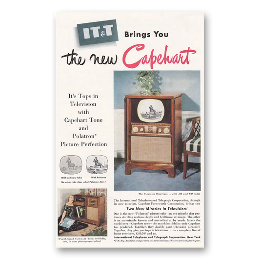 1950 Capehart Television Capeheart Tone Vintage Magazine Print Ad