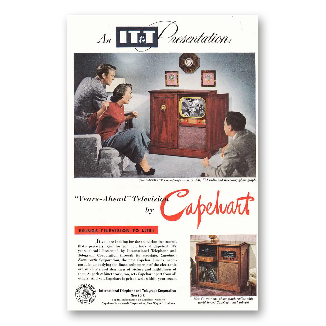 1950 Capehart Television Years Ahead Television Vintage Magazine Print Ad