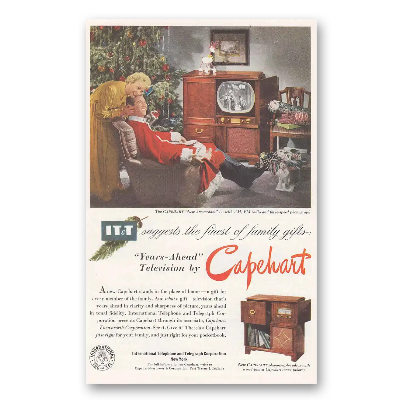 1950 Capehart Television Years Ahead Television Christmas Vintage Magazine Print Ad