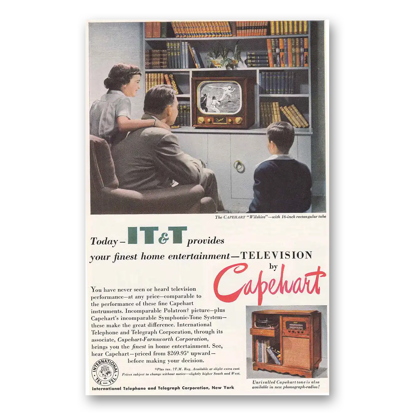 1950 Capehart Television Finest Home Entertainment Vintage Magazine Print Ad