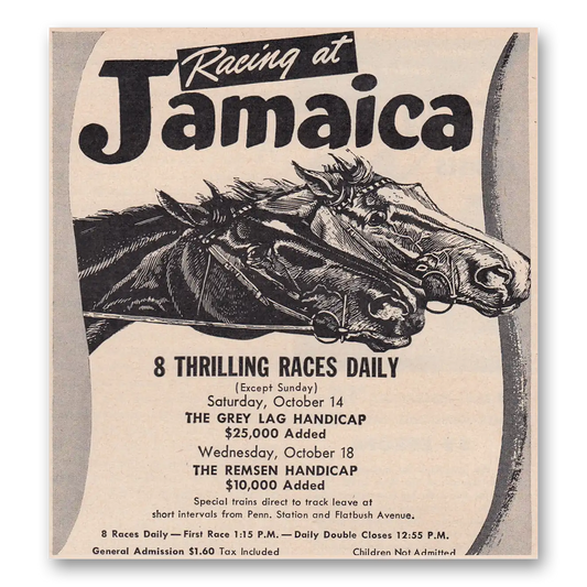 1950 Jamaica Race Track Races Daily Vintage Magazine Print Ad