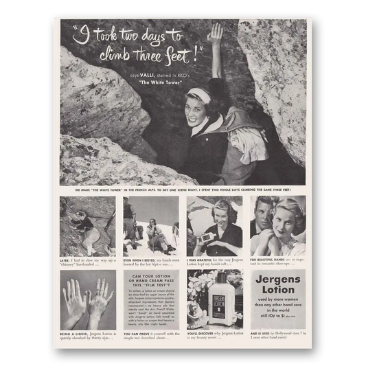 1950 Jergens Lotion Valli The White Tower Two Days Vintage Magazine Print Ad