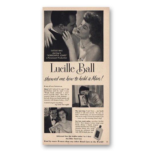 1950 Jergens Lotion Lucille Ball Vintage Magazine Print Ad