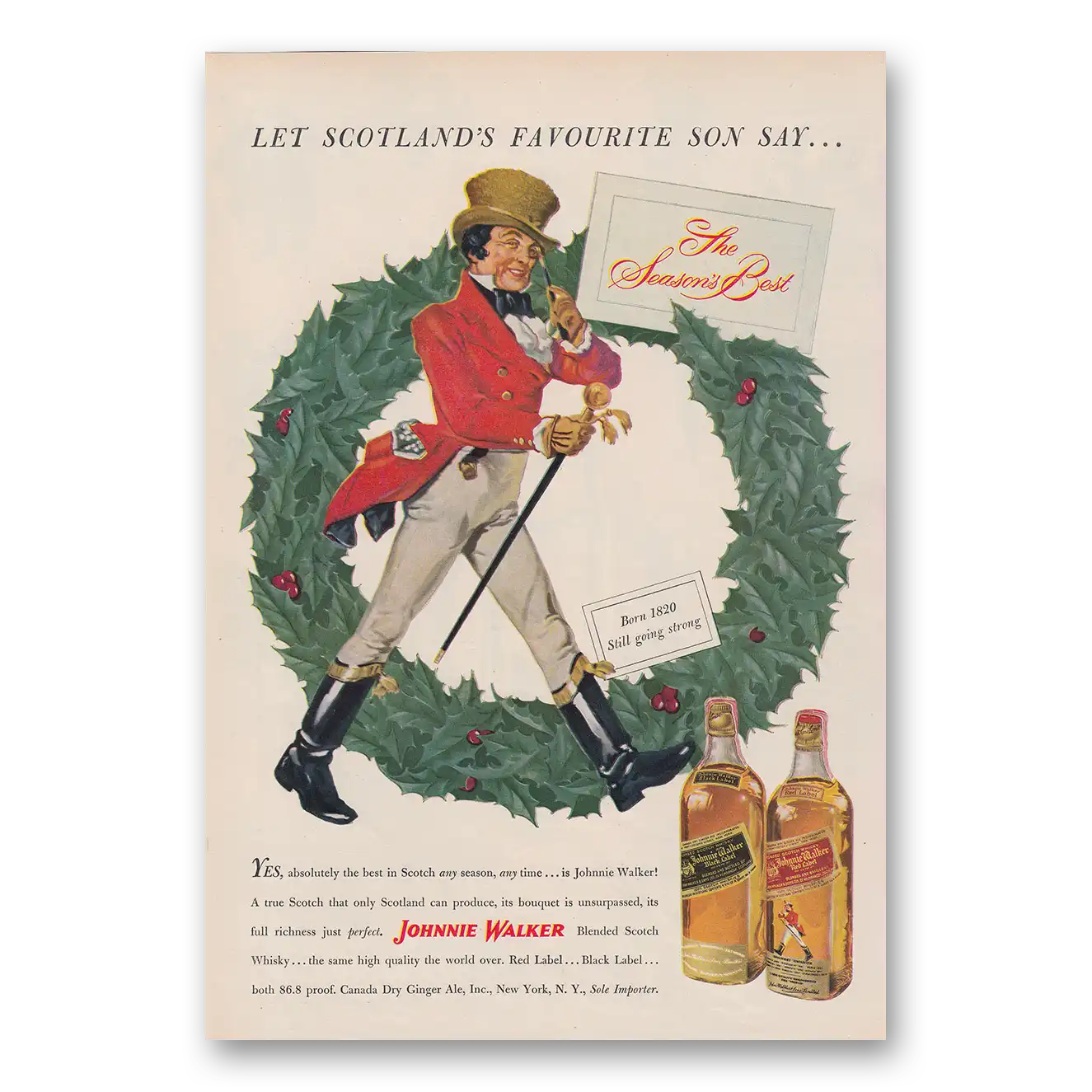 1950 Johnnie Walker Seasons Best Vintage Magazine Print Ad