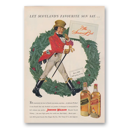 1950 Johnnie Walker Seasons Best Vintage Magazine Print Ad