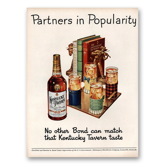 1950 Kentucky Tavern Whiskey Partners in Popularity Fiddle Boos Vintage Magazine Print Ad