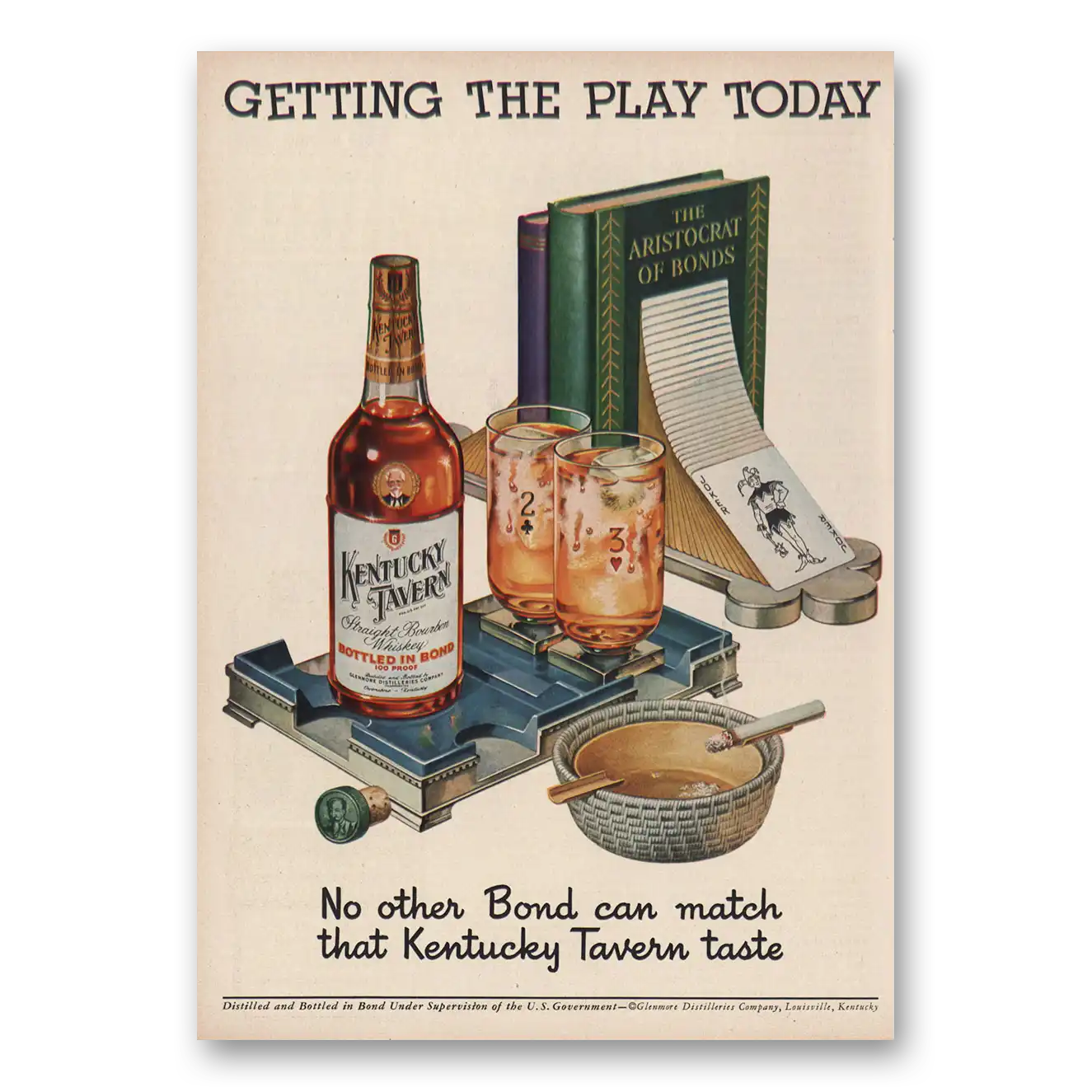 1950 Kentucky Tavern Whiskey Getting the Play Today Vintage Magazine Print Ad