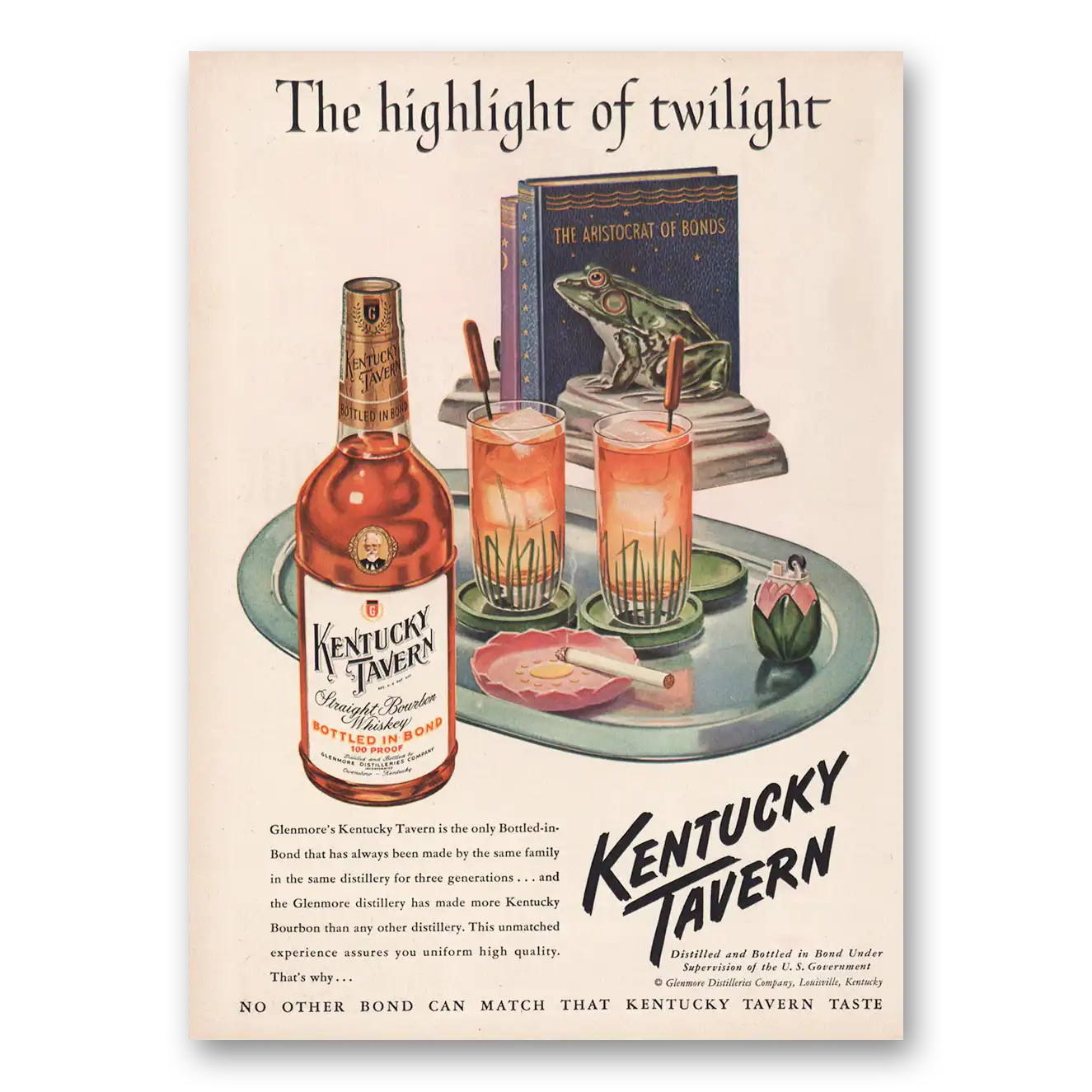 1950 Kentucky Tavern Whiskey Highlight of Twilight Vintage Magazine Print Ad