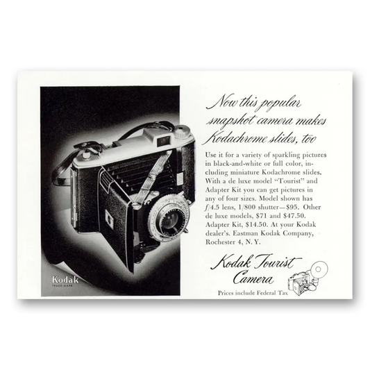 1950 Kodak Tourist Camera Popular Snapshot Camera Vintage Magazine Print Ad