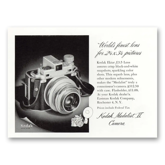 1950 Kodak Medalist Camera Worlds Finest Lens Vintage Magazine Print Ad