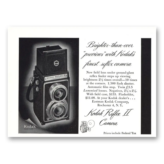 1950 Kodak Reflex Camera Brighter Than Ever Vintage Magazine Print Ad