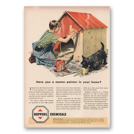 1950 Koppers Chemicals Master Painter In Your Home Vintage Magazine Print Ad