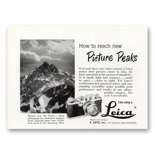 1950 Leica Cameras Picture Peaks Vintage Magazine Print Ad