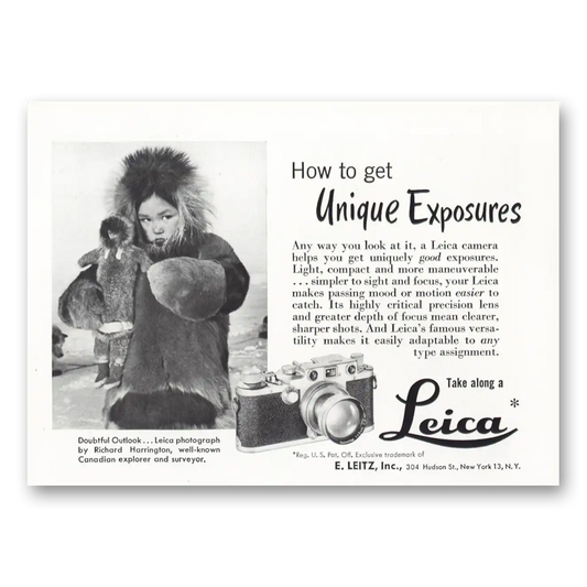 1950 Leica Cameras Unique Exposures Richard Harrington Vintage Magazine Print Ad