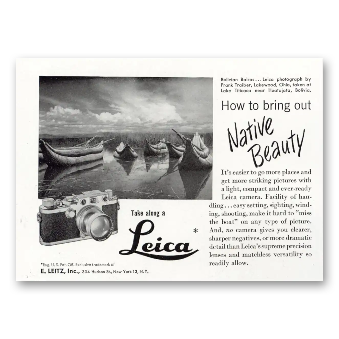 1950 Leica Cameras How to Bring Out Native Beauty Vintage Magazine Print Ad