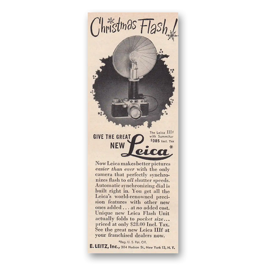 1950 Leica Cameras Christmas Flash Vintage Magazine Print Ad