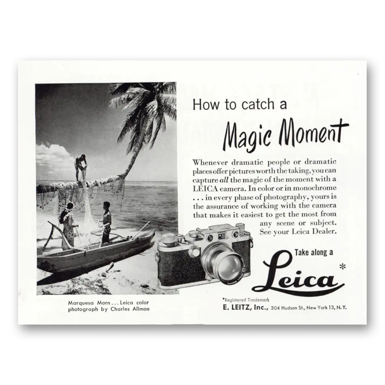 1950 Leica Cameras Magic Moment Marquesa Morn Vintage Magazine Print Ad