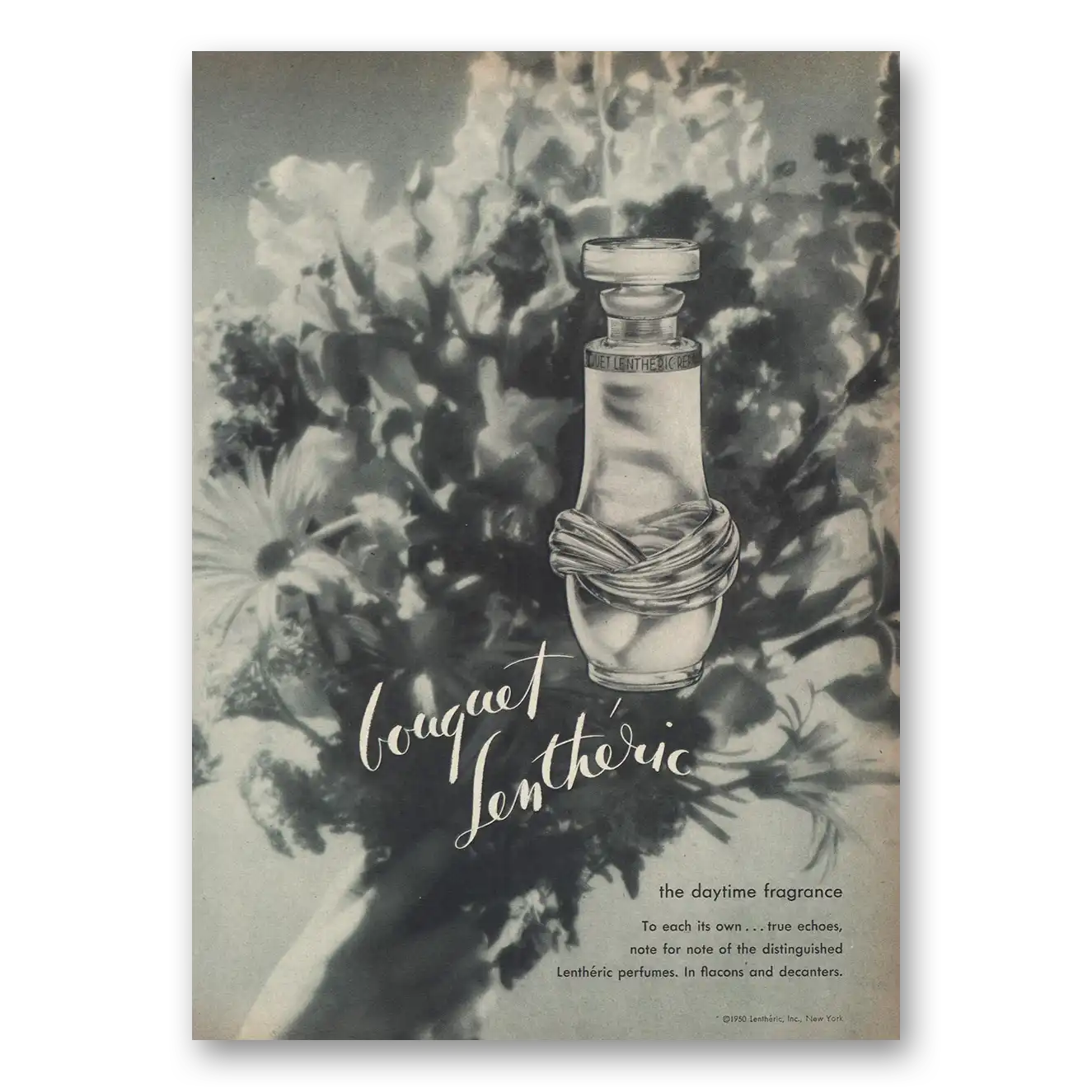 1950 Bouquet Lentheric Perfume Daytime Fragrance Vintage Magazine Print Ad