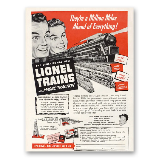 1950 Lionel Trains Million Miles Ahead of Everything Vintage Magazine Print Ad