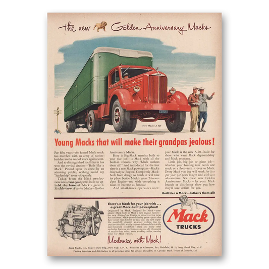 1950 Mack Trucks Golden Anniversary Young Macks Vintage Magazine Print Ad